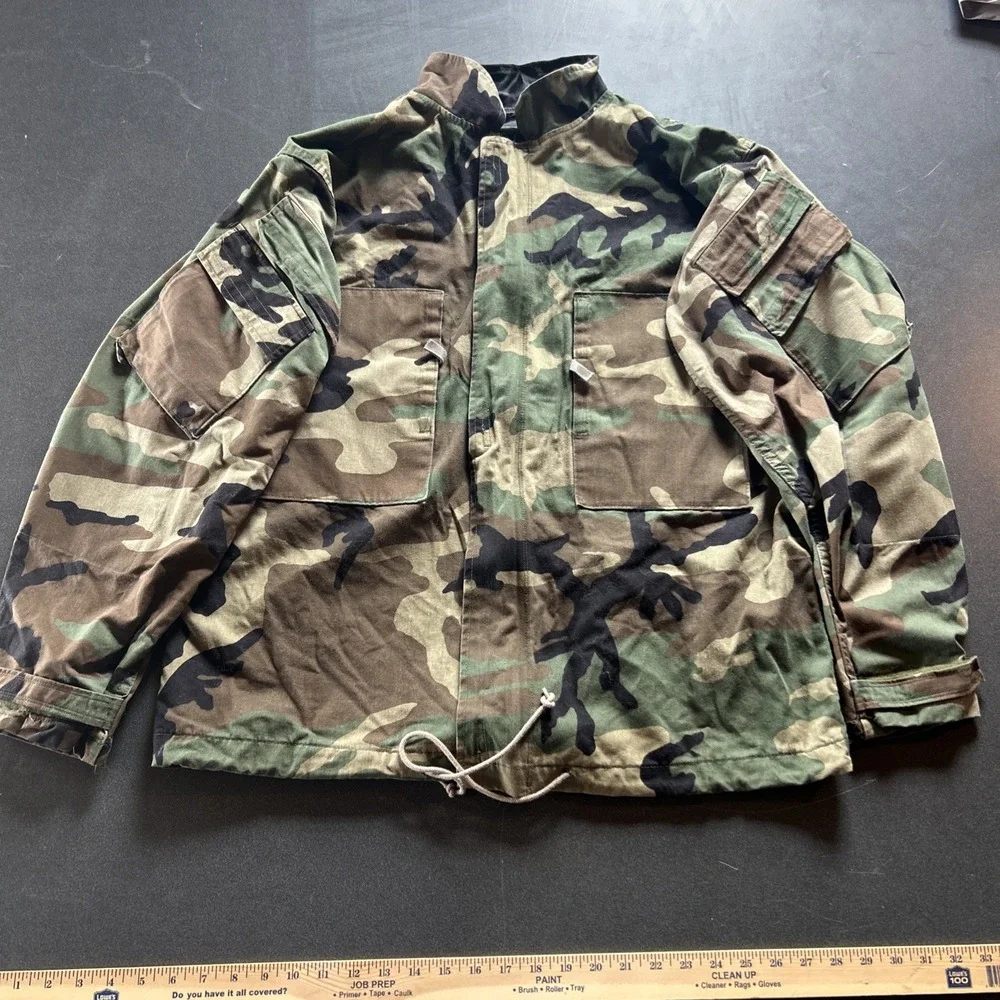 VINTAGE US Army Jacket Mens Medium M Woodland Camo Chemical Protective Lined 80s - Picture 1 of 10